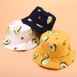 Berets Fashion Joker Fruit Printed Bucket Hat Fisherman Outdoor Travel Sun Cap Hats For Children Boys And Girls 03