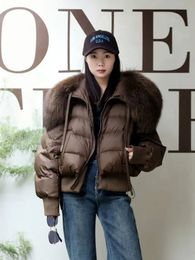 Womens Down Parkas Fashion Winter Real Fur Collar Thick Women Warm Coat 90% White Goose Jacket Luxury Outwear Female 231018