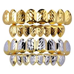 18K Gold Plated Mouth Grillz Hip Hop Teeth Caps 6 Top & Bottom Fang New High Quality Christmas Halloween Gift194z