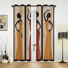 Curtain African Women Art Dancing Window Curtains In The Living Room Printed Window for Bedroom Kitchen Window Curtains el Drapes 231019