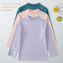 T shirts Children's Autumn and Winter Boys Girls Half high Neck Warm inside Top Long sleeved T shirt Base 231018