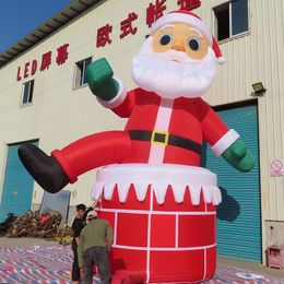 20/26ft Giant Inflatable Santa Claus In Chimney For Christmas Decoration Outdoor Promotional Advertising