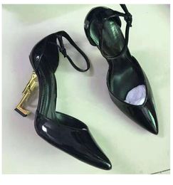 2023designer women Sandals party fashion 100% leather Dance shoe new sexy heels Super 10cm Lady wedding Metal Belt buckle High Heel Woman shoes Large size35-42