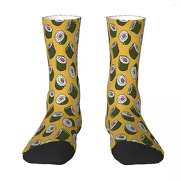 Men's Socks Sushi Rolls Pattern On Yellow Sock Men Women Polyester Stockings Customizable Sweetshirt
