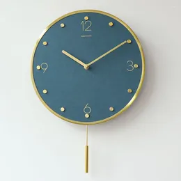 Wall Clocks Metal Silent Swing Clock: Light Luxury Color Modern Ins Clock Brass Scale Colorful MDF Face