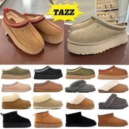 Australien Boot Tasman Hausschuhe Frauen Designer Tazz Schnee Winter Schaffell Stiefel Mode Plattform Pelz Slipper Damen Klassische Ultra Mini Wildleder Wolle Ankle Booties