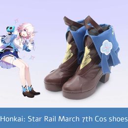 Honkai Star Rail Cosplay Boot March 7th Costume Shoes for Women Girls PU Leather High Heelscosplay