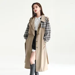 Women's Trench Coats 2023 Early Autumn Windbreaker Female Design Sense Single-Breasted Collision Color Jacket Medium-Length Top