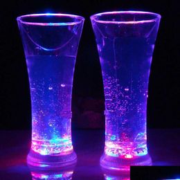 Wine Glasses 500Ml Led Glowing Light Up Cups Beer Whisky Glass Slow Flashing Color Changing Cup Mug For Wedding Party Decoration Dro Dhj5T