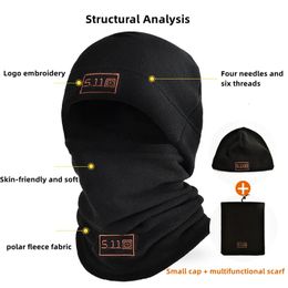 Cycling Caps Masks Winter Fleece Hat and Scarf Set Thermal Head Cover Tactical Warm Balaclava Face Mask Neck Warmer Sport Cycling Ski Scarf Hat 231019