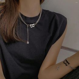 Pendant Necklaces Fashiona Titanium Steel Necklace Fro Women Personalized Hip-Hop Letter B Clavicle Chain Women's Trendy Jewelry