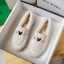 Dress Shoes Womens plush cotton shoes Winter outdoor warm snow boots Flat bottomed Lefu Lambhair Metal decoration design Large 4143 231019