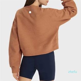 2023-Women's Yoga Causal Sweatshirts Loose Fit Long Sleeve Sweater Ladies Cotton Workout Athletic Gym Shirts Causal Clothing