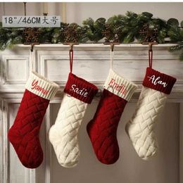 Christmas Decorations Personalised Christmas socks knitted Christmas stockings with custom names 2022 Christmas family embroidered Christmas stockings x1019