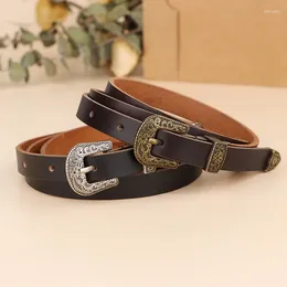 Belts European And American Personalised Carved Leather Needle Buckle Versatile Vintage Totem Fashionable Slim Waist Seal Belt