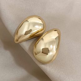 Stud Earrings DODOHAO Vintage Chunky Gold Colour Plated Dome Drop For Women Glossy Metal Thick Teardrop Earring Jewellery Wholesale