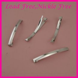 20PCS Silver Finish 8mm 9 0cm Plain Metal Slide Hairclip at lead and nickle metal hair barrettes snap hairpins212y