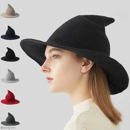 Halloween Toys Halloween Witch Hat Pointy Big Brim Fisherman Hat Personality Holiday Festive Party Gift Men's Women's Wool Knitting Hat 231019