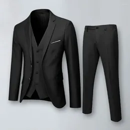 Men's Suits Men Soft Suit Set Formal Business Slim Fit Anti-wrinkle Coat Pants Vest For Office Meetings Weddings Solid Colour