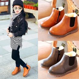 Boots Children Snow Boots Autumn Thickening Cotton Shoes Boys Girls Waterproof Non-slip Ankle Boots Kids Leather Boots Fashion 231019