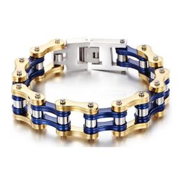 16mm Heavy Punk Boys Mens Women Bike Biker Motorcycle Link Chain Bracelet Gold Blue Black Green Orange Tone 316L Stainless Steel B284K