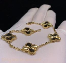 Designer Luxus Kleeblatt Armband Perle 4 Blatt 18K Gold Laser Marke Armreif Charm Armbänder Halskette für Frauen Ohrringe Diamant Hochzeit Party Schmuck für Frauen