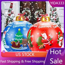 Christmas Decorations 2PCS PVC Inflatable Christmas Balls with 2 Christmas Ribbon 24'' Giant Christmas Inflatable Decorations Ornaments Ball 231019