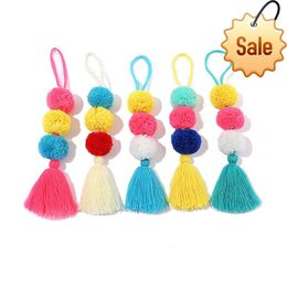 Mixed Color Cashmere Key Chain Tassel Wool Ball Bag Pendant Car Package with Accessories Plush Cute Keychains for Lady Gift