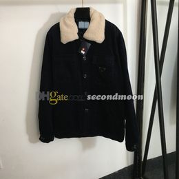Women Corduroy Jacket Fur Collar Cotton Coat Designer Single Breasted Jackets Winter Warm Outerwear