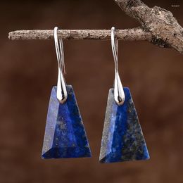 Dangle Earrings Blue Natural Stones Drop Hook Women Trendy Novelty Jewelry