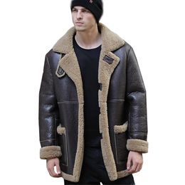 Men's Leather Faux Leather LUHAYESA Thicken Warm Natural Sheepskin Fur Shearling Men Leather Genuine Real Fur Coat Winter Warm Brown Fur Fashion Clothing 231018