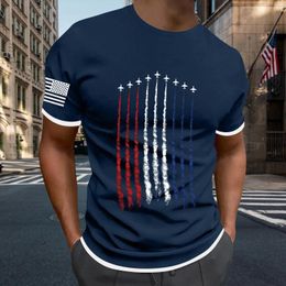 Men's T Shirts Mens Casual Independence Day Flag Print Two Spring/summer Leisure Sports Comfortable N Top