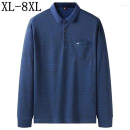 Men's Polos 7XL 8XL 6XL 2023 Autumn Polo Shirt Men Brand Clothing Loose Mens Shirts With Pocket Top Quality Comfortable Male