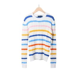 Ralphs Designer Sweater Lawrence Original Quality Early Spring New Embroidery Pony Rainbow Stripe Twisted Flower Long Sleeve Knitted Shirt Top Female