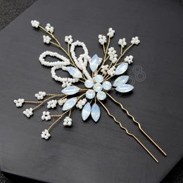 Beads Hairpin Bride Hair Jewelry U-shaped Pearl Tiaras Fashion Girls Rhinestone Hair Clip Charm Wedding Hair Ornament Bijoux