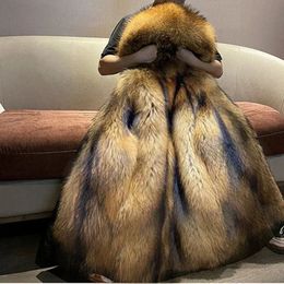 Men's Fur Faux Fur Bomber Jackets for Men Thick Warm Coat Style Pie Overcomes Mens Fur Mid-length Thick Warm Mink Fur Coat Fur One Detachable 231018