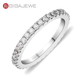 GIGAJEWE Christmas Gift Moissanite 1 5mm Round Cut Rings White D VVS1 925 Silver Full Enternity Ring Diamond GMSR-0073203