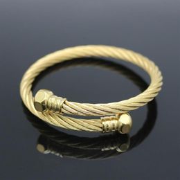 High Quality Women Bangle Stainless Steel Gold Colour Wire Men And Women Charm Screw Nut Bracelets & Bangles New Fashion Jewelry2025