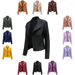 Women's Leather 2023 Spring And Autumn Pu Clothing Short Slim-fit Thin Coat Ladies Motorcycle