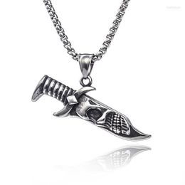 Pendant Necklaces Punk Stainless Steel Chain Demon Dagger Necklace For Men Vintage Skull Knife Charm Male Jewelry Gift Bijoux Heal275k