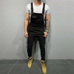 Men's Pants Men Denim Dungaree Bib Overalls Jumpsuits Male Casual Moto Biker Jeans Fashion Long Trousers Plus Size276C