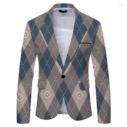 Men's Suits HOO 2023 Spring And Summer Printed Thin Blazer Teenagers Casual Handsome Large Size