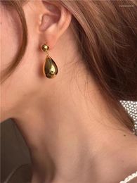 Stud Earrings Fashion Water Drops Round Bead Metal For Women Girls Gold Silver Color Korean Retro Party Travel Jewelry Gifts