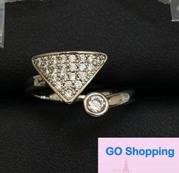 Designer New Fashion Simple Triangle Zircon Geometric Open Ring Female Minority All-Match Rings Quality