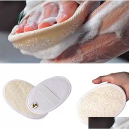 Bath Brushes Sponges Scrubbers 1Pc Soft Exfoliating Loofah Natural Sponge Strap Handle Shower Mas Brush Skin Body Bathing Washing Dhvc1