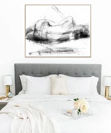 Black White Sexy Woman Posters and Prints Bedroom Wall Decoration Abstract Wall Art Canvas Painting Print Modern Sexy Female Art P4113304