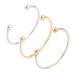 Bangle Drop Quality Metal Copper C Shape Round Ball Open Cuff Bangles For Men Women Gifts3158