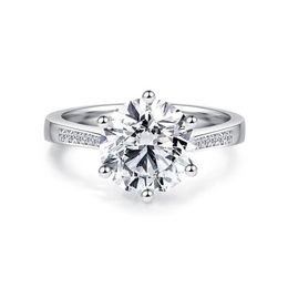 Cluster Rings LESF Luxury 4 Ct Solitaire Engagement Round Cut 6 Prong Sona Diamond 925 Sterling Silver Wedding Ring For Women329x