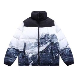 mens Designer down jacket winter Pattern printing lovers Fashion Outerwear winter jacket Hip Hop Long Sleeves Solid color coat Zippers Windbreaker puffer jacket
