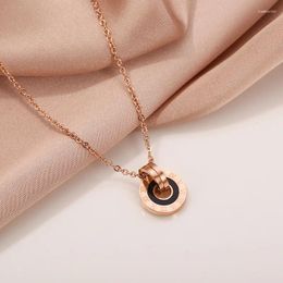 Pendant Necklaces Classic Fashion Luxury High Quality Titanium Steel Rotating Roman Digital Ring Wedding Gift Women Jewellery Necklace